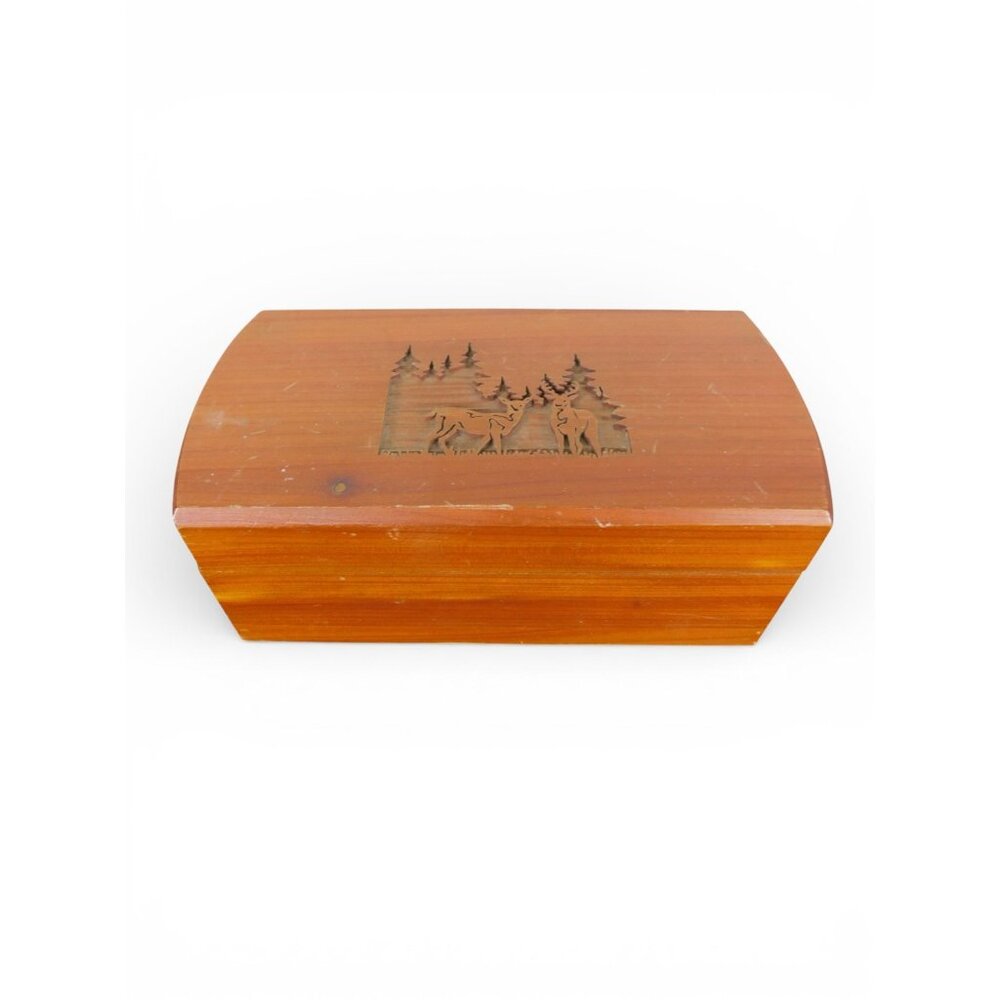 Vintage World Forestry Center Wooden Keepsake Box Deer Forest - Picture 12 of 12